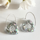 Handmade Sparkling Silver Triangle Donut Earrings